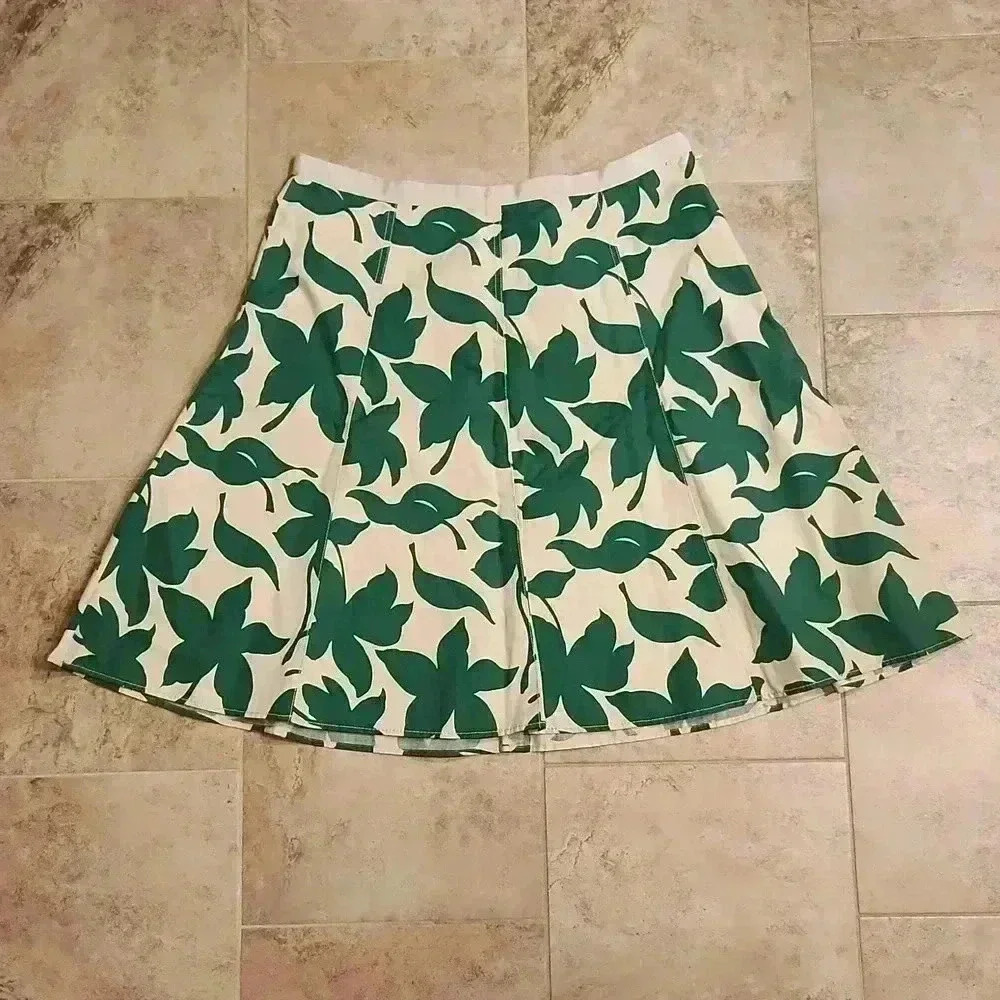 Banana Republic Floral/Leaf Pattern Cotton/Linen Blend Panel Skirt
